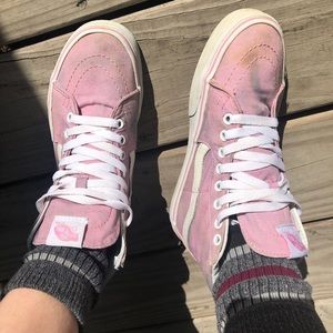 SOLD stained bubblegum pink sk8 hi vans